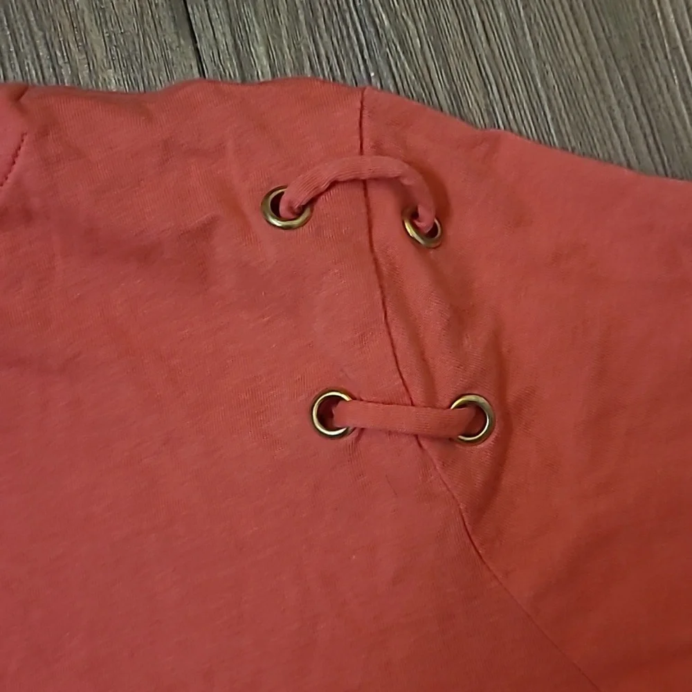 Michael Kors Orange Short Sleeve Top with Lace-Up Detail used good condition‎